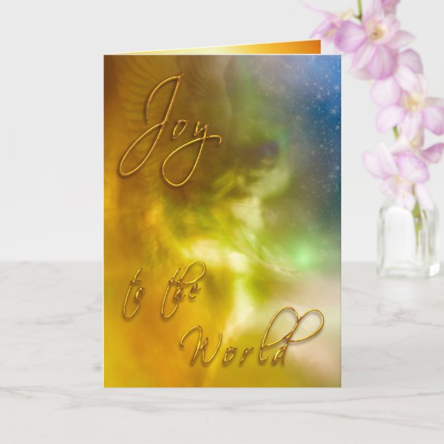 Angel Christmas "JOY TO THE WORLD" Card (Orchid)