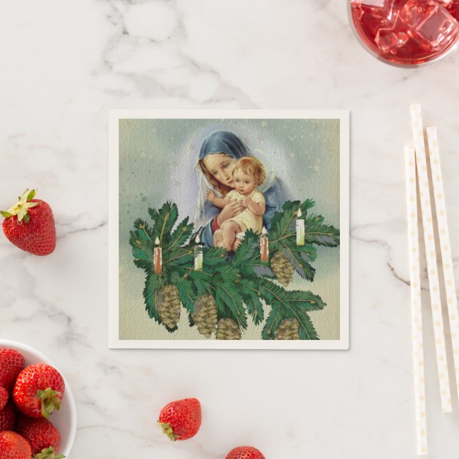 Angel Christmas Mery and Jesus in Candle Ligh Napkins (Insitu)