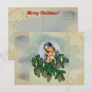 Angel Christmas Mery and Jesus in Candle Light Postcard