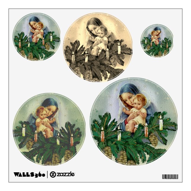 Angel Christmas Mery and Jesus in Candle Light Wall Decal (Front)