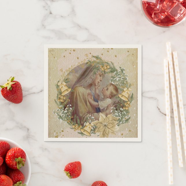 Angel Christmas Mother and Child Napkins (Insitu)