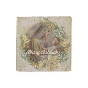 Angel Christmas Mother and Child Stone Magnet