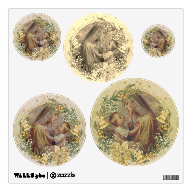 Angel Christmas Mother and Child Wall Decal (Front)