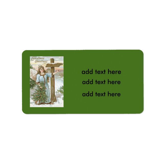 Angel Christmas Tree Cross Winter Cottage Label (Front)