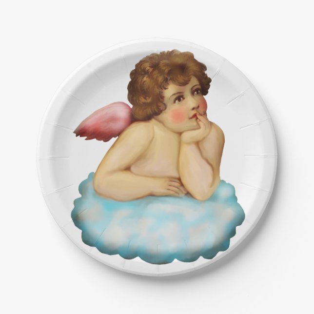 Angel Cloud Cupid Paper Plates (Front)