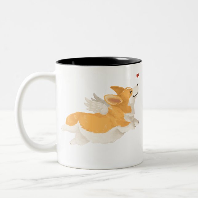 Angel Corgi Two-Tone Coffee Mug (Left)