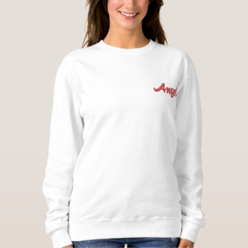 Angel Custom Text Womens Embroidered Sweatshirt 