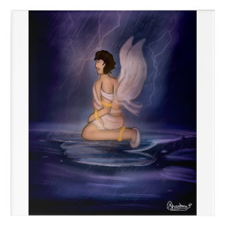 Angel dark blue wall art