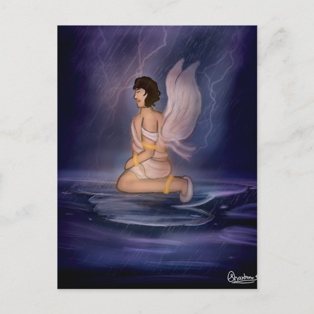 Angel dark blue wall art postcard (Front)