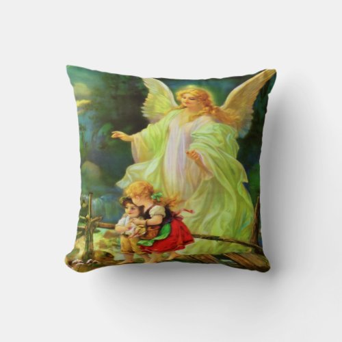 Angel De La Guarda Almohada y Oracion Throw Pillow