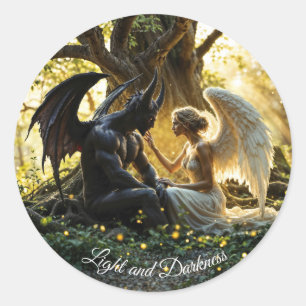 Angel Demon supernatural bright design Classic Round Sticker