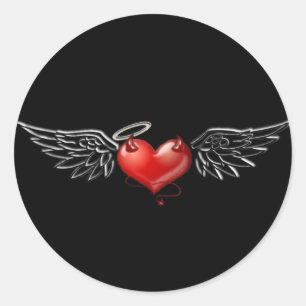 Angel devil background classic round sticker
