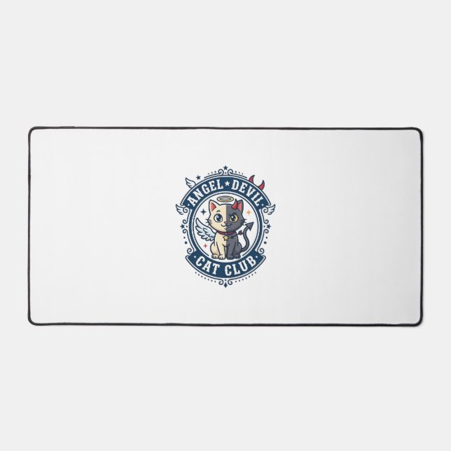 Angel Devil Cat Cat Mom Gift Idea - Angel Devil Ca Desk Mat (Front)