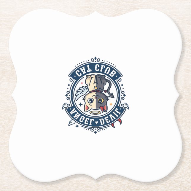 Angel Devil Cat Cat Mom Gift Idea - Angel Devil Ca Paper Coaster (Front)
