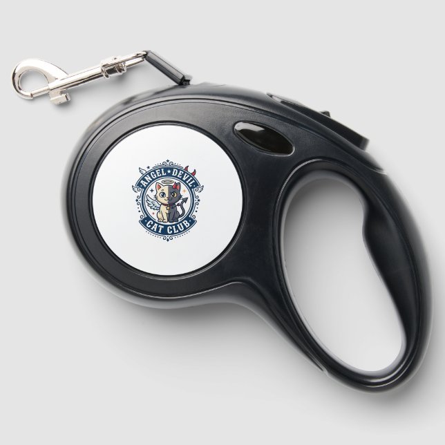 Angel Devil Cat Cat Mom Gift Idea - Angel Devil Ca Retractable Pet Leash (Front)