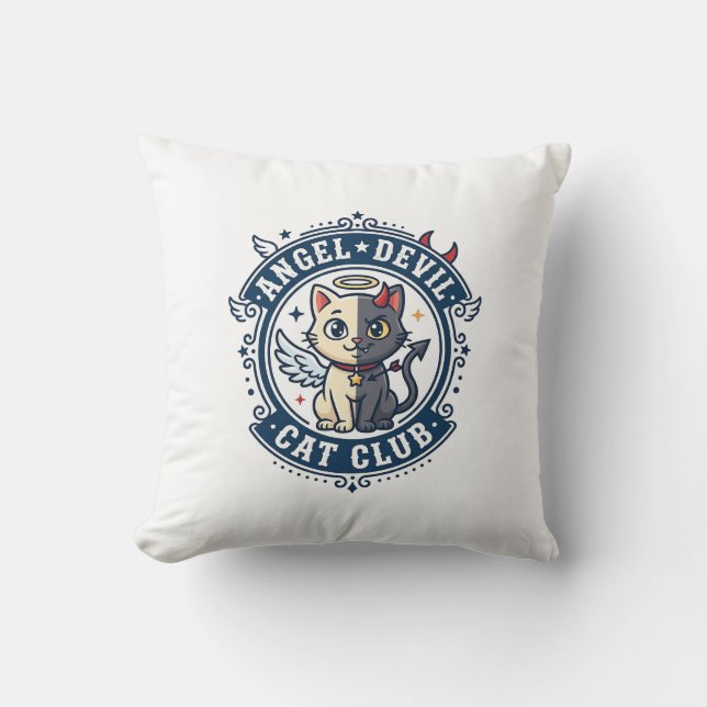 Angel Devil Cat Cat Mom Gift Idea - Angel Devil Ca Throw Pillow (Front)
