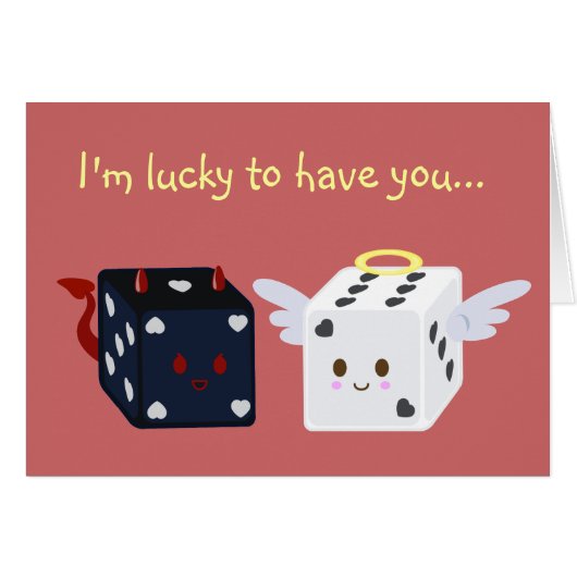 Angel Dice & Devil Dice "Lucky to Have You" Cards (Front Horizontal)