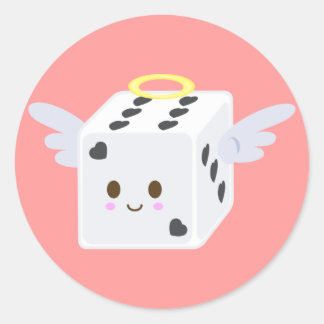 Angel Dice with Hearts Classic Round Sticker