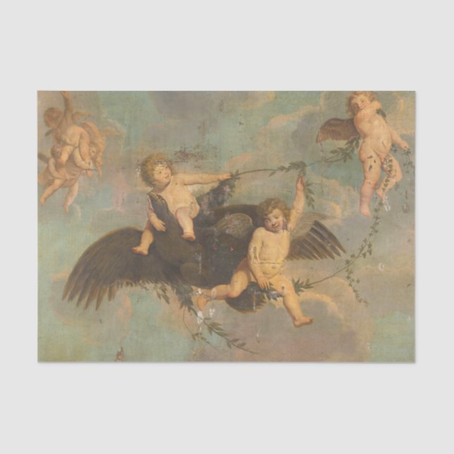 Angel Distressed Cherub Art, Angel Art, Decoupage  Tissue Paper (Front)