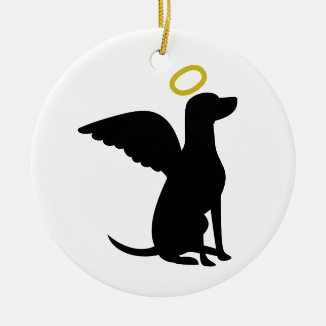Angel Dog Ceramic Ornament (Front)