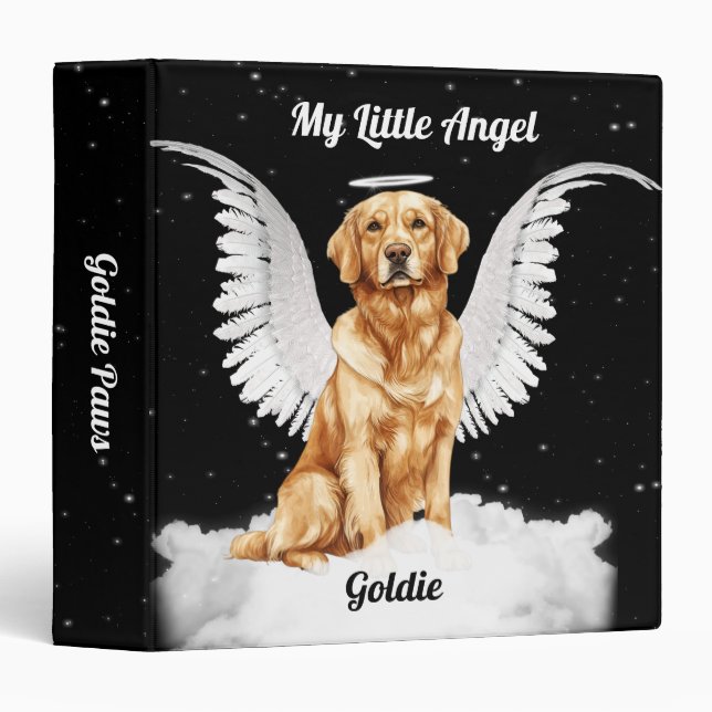 Angel Dog Scrapbook with Golden Retriever 3 Ring Binder (Front/Spine)