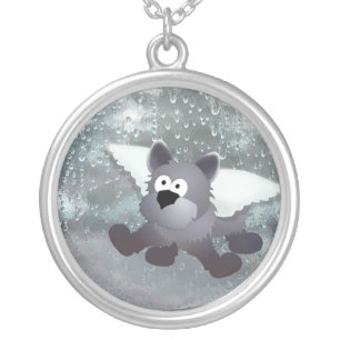 Angel Dog Talisman Silver Plated Necklace