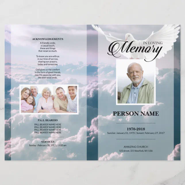 Angel Dove Funeral Template 