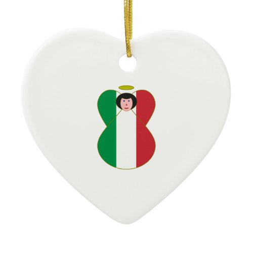 Angel Dressed In Italian Flag Ceramic Ornament