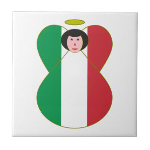 Angel Dressed in Italian Flag Ceramic Tile