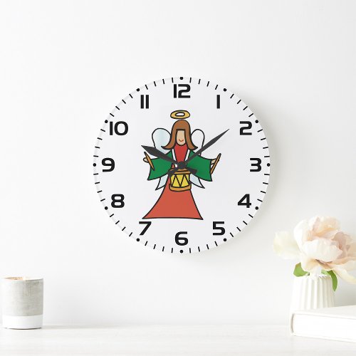 Angel Drummer Large Clock