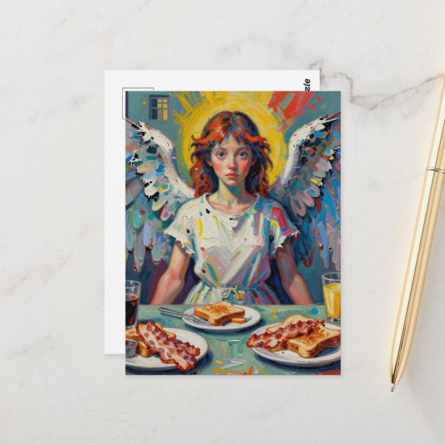 Angel Eating breakfast Postcard (Front/Back In Situ)