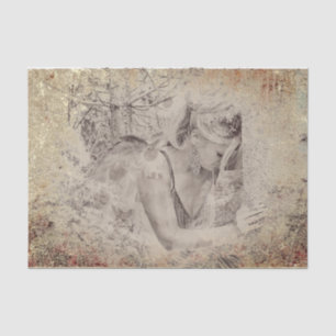 Angel Elegant Boho Floral Antique Sepia Texture Tissue Paper