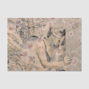 Angel Elegant Boho Floral Antique Sepia Tissue Paper