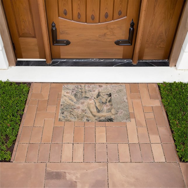Angel Elegant Boho Floral Sepia Antique Doormat (Outdoor)