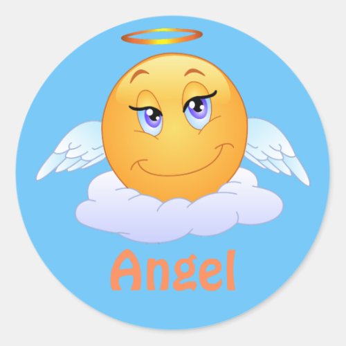 Angel Emoji Emoticon Cartoon Face Classic Round Sticker