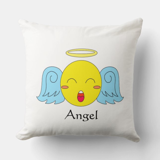 Angel Emoji Throw Pillow (Front)