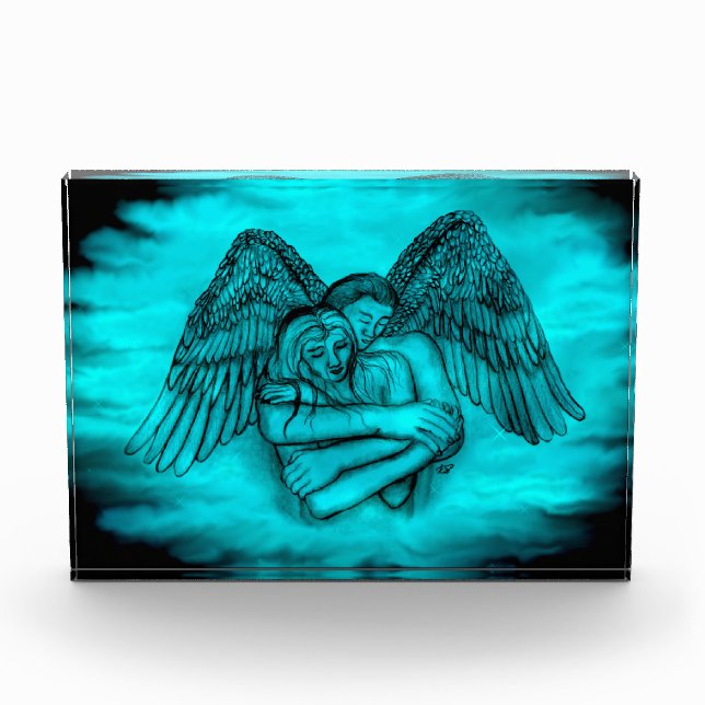 Angel Eros in Love , black and green design Acrylic Award (Front)
