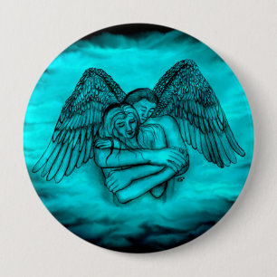 Angel Eros in Love , black and green design Button