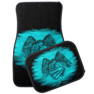 Angel Eros in Love , black and green design Car Floor Mat