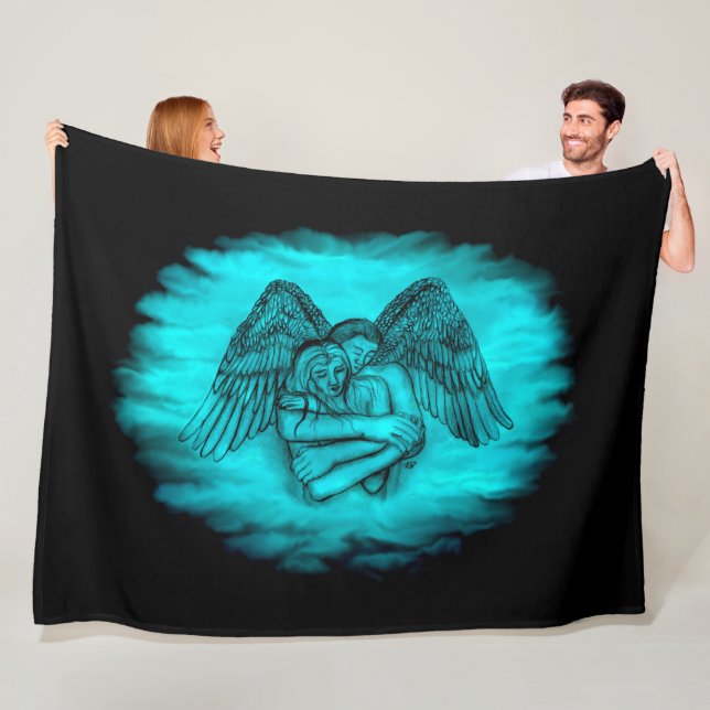 Angel Eros in Love , black and green design Fleece Blanket (In Situ)