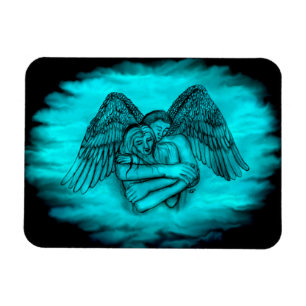Angel Eros in Love , black and green design Magnet