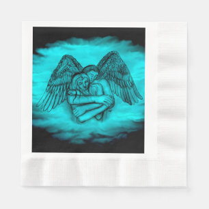 Angel Eros in Love , black and green design Napkins