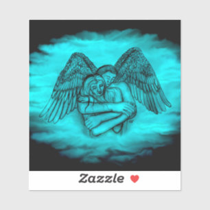 Angel Eros in Love , black and green design Sticker