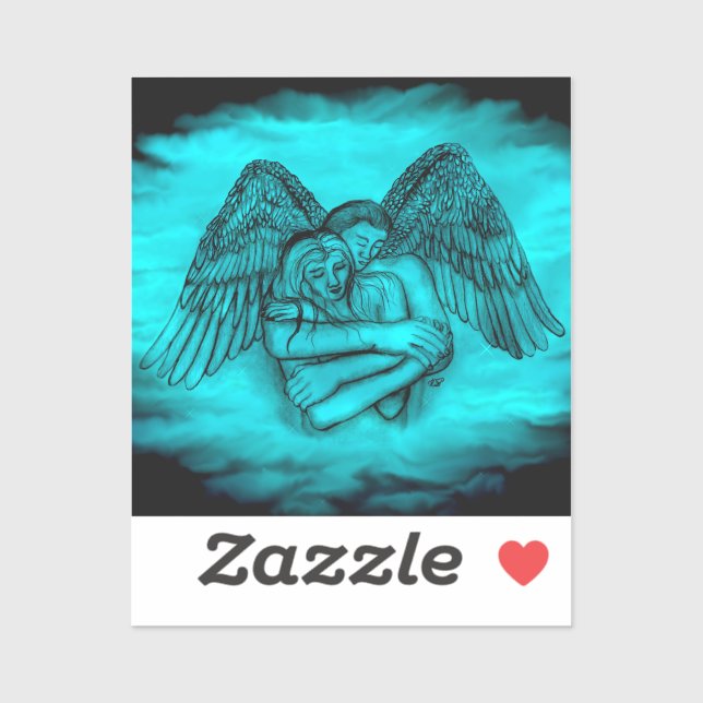 Angel Eros in Love , black and green design Sticker (Sheet)