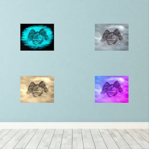 Angel Eros in Love , black and green design Wall Art Sets