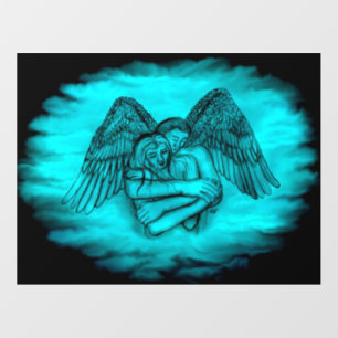 Angel Eros in Love , black and green design Wall Decal
