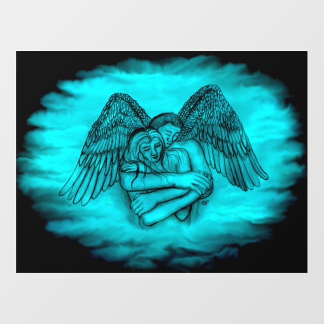 Angel Eros in Love , black and green design Wall Decal (Front)