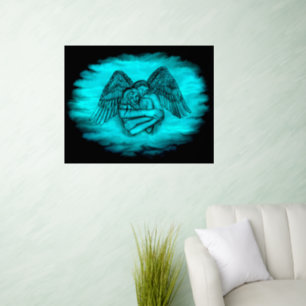 Angel Eros in Love , black and green design Wall Decal
