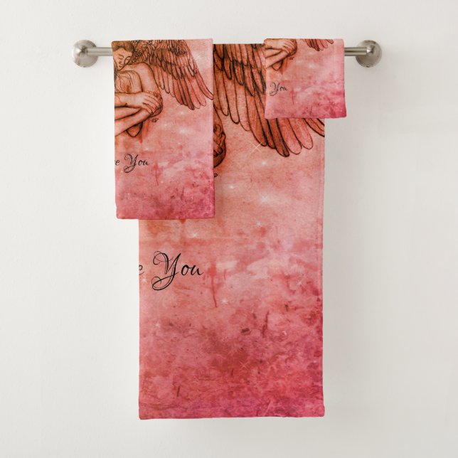 Angel Eros in Love , I Love You Bath Towel Set (Insitu)
