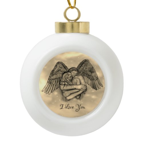 Angel Eros in Love , I Love You Ceramic Ball Christmas Ornament